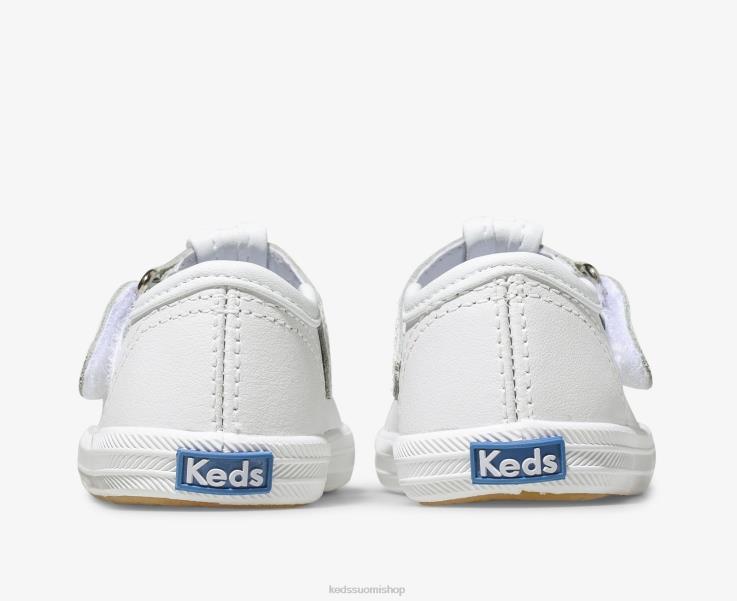 mestarivarvaspäällinen t-strap lenkkari pieni lapsi Keds jalkineet D42LD232 valkoista nahkaa