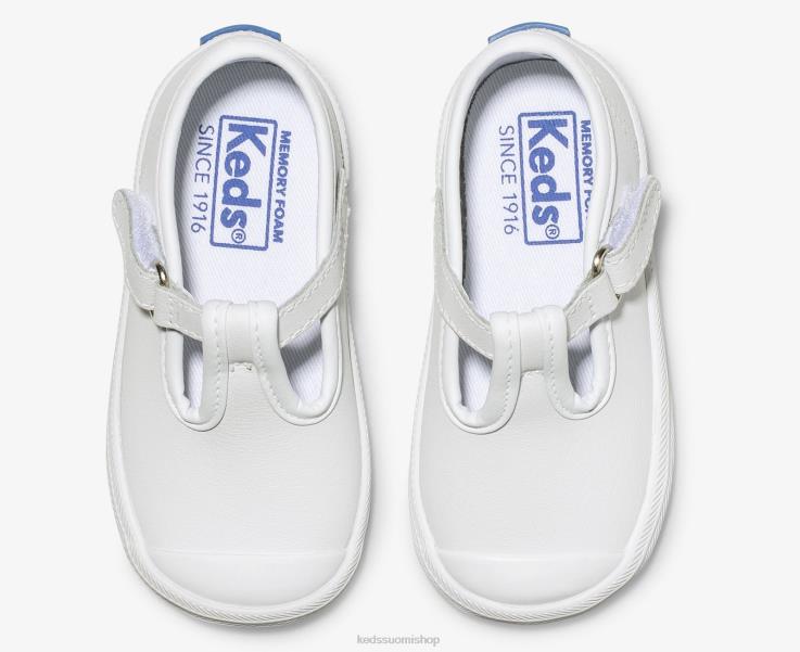 mestarivarvaspäällinen t-strap lenkkari pieni lapsi Keds jalkineet D42LD232 valkoista nahkaa