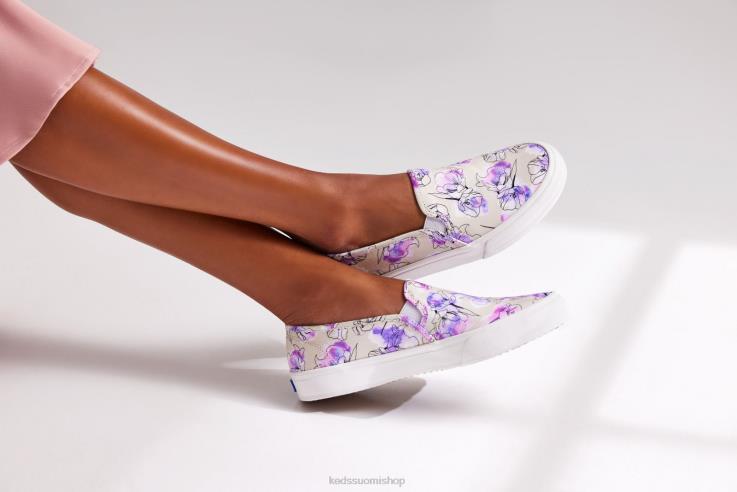 kaksikerroksinen kangas akvarelli kukkaprintti lenkkariin naiset Keds jalkineet D42LD64 harmaa violetti
