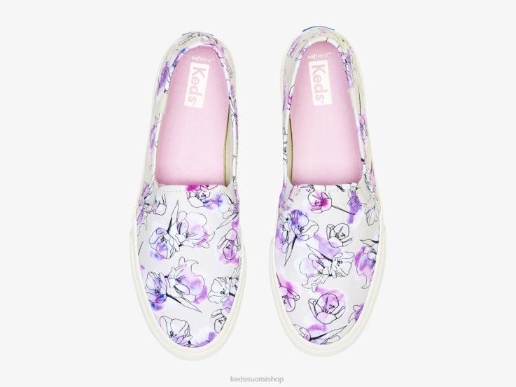 kaksikerroksinen kangas akvarelli kukkaprintti lenkkariin naiset Keds jalkineet D42LD64 harmaa violetti