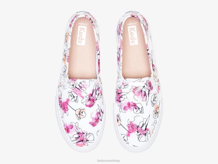kaksikerroksinen kangas akvarelli kukkaprintti lenkkariin naiset Keds jalkineet D42LD65 valkoinen pinkki