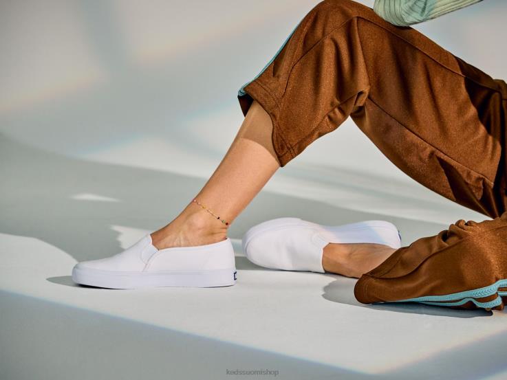 kaksikerroksinen kangasslip on lenkkari naiset Keds jalkineet D42LD2 valkoinen