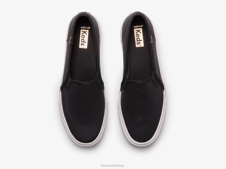 kaksikerroksinen kohokuvioitu nahkainen lenkkari naiset Keds jalkineet D42LD24 musta