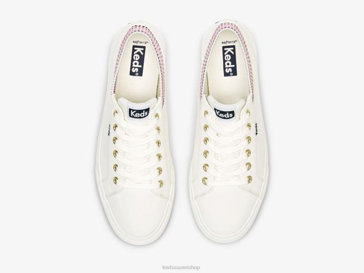 hyppy kick rib neuloa kaulus neliöt tennarit naiset Keds jalkineet D42LD190 valkoinen multi