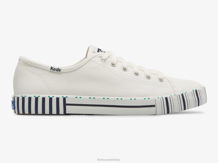 kickstart-tennisnauhalliset tennarit naiset Keds jalkineet D42LD203 valkoinen laivasto