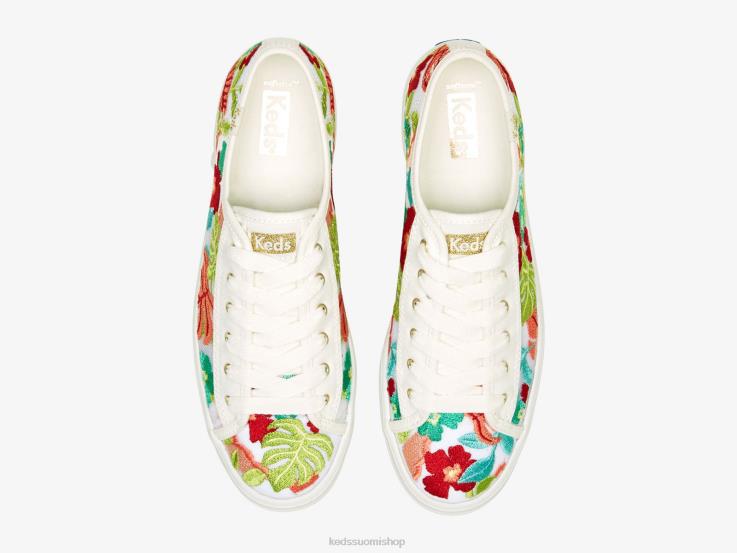 triple kick trooppinen kirjontalenkkari naiset Keds jalkineet D42LD152 valkoinen koralli