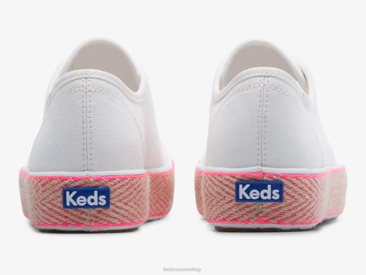 triple potku canvas juutti foxing tennarit naiset Keds jalkineet D42LD167 valkoinen neon pinkki