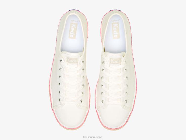 triple potku canvas juutti foxing tennarit naiset Keds jalkineet D42LD167 valkoinen neon pinkki