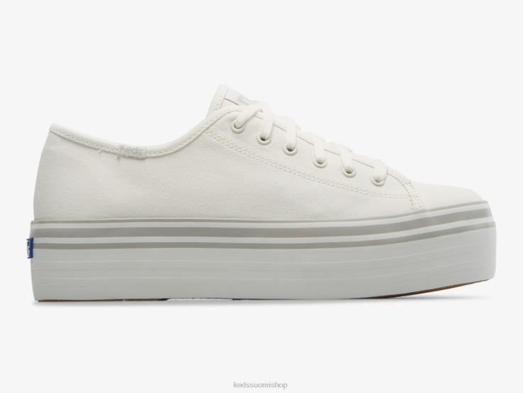 triple up canvas foxing stripe tennarit naiset Keds jalkineet D42LD183 valkoinen harmaa